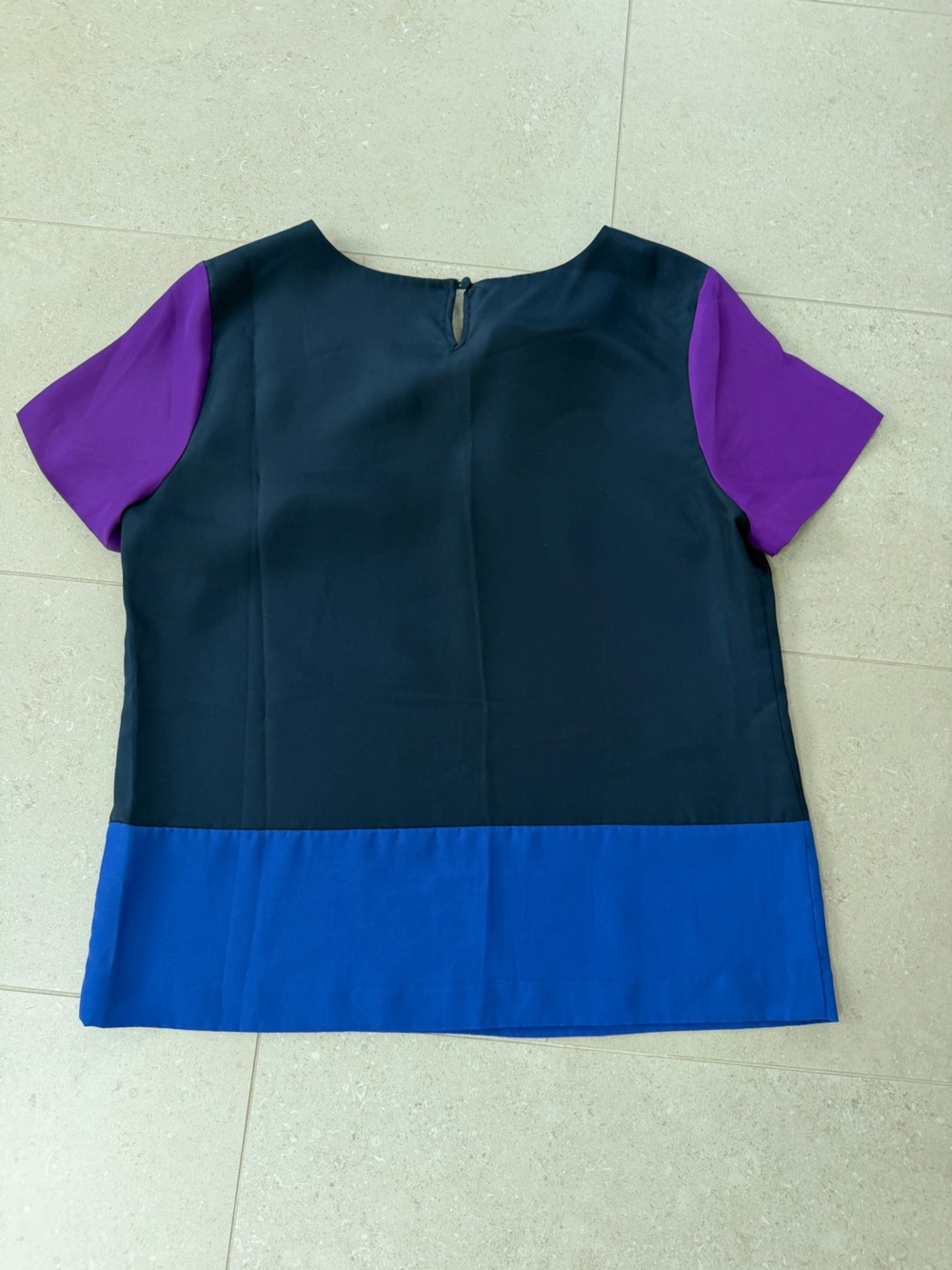 J. Crew Colorblock Short Sleeve Top in Navy, Royal Blue & Purple - Picture 2 of 4